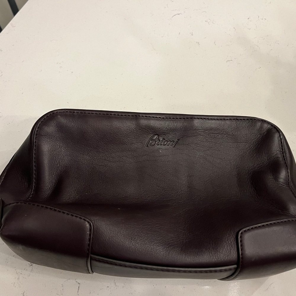 Brioni Men's Toiletry Bag - Rich Brown Leather